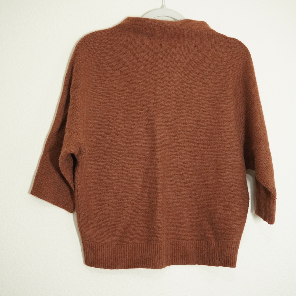 The Reset Brown Wool Cashmere Mock Neck Dolman Sweater Minimalist Fall Cozy